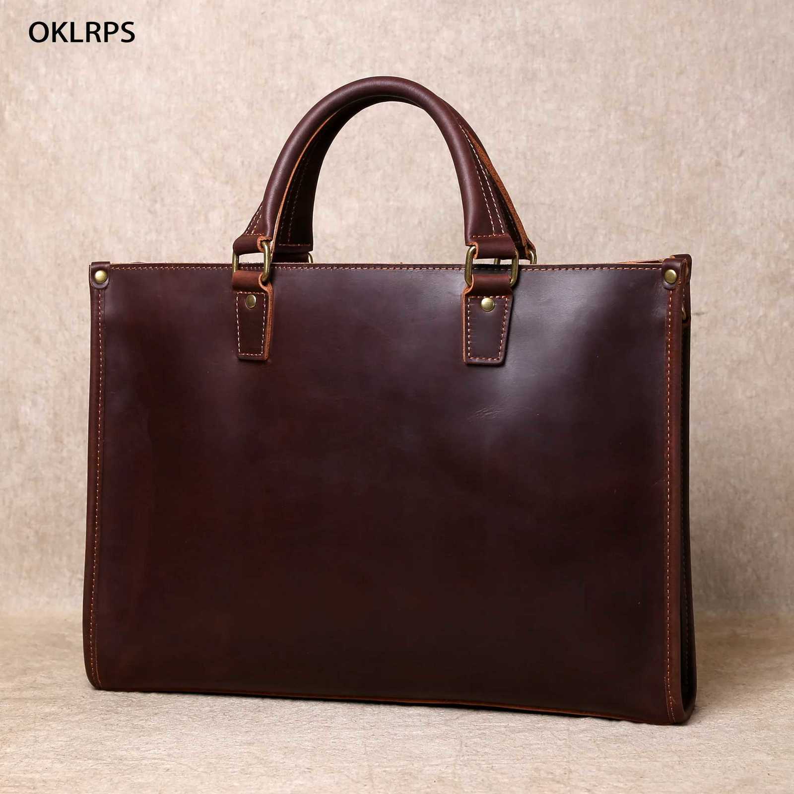 Original UltraSimple High Quality Mens Leather Document Baotou Layer Cowhide Computer Bag Business Trip Office Handbag W251022