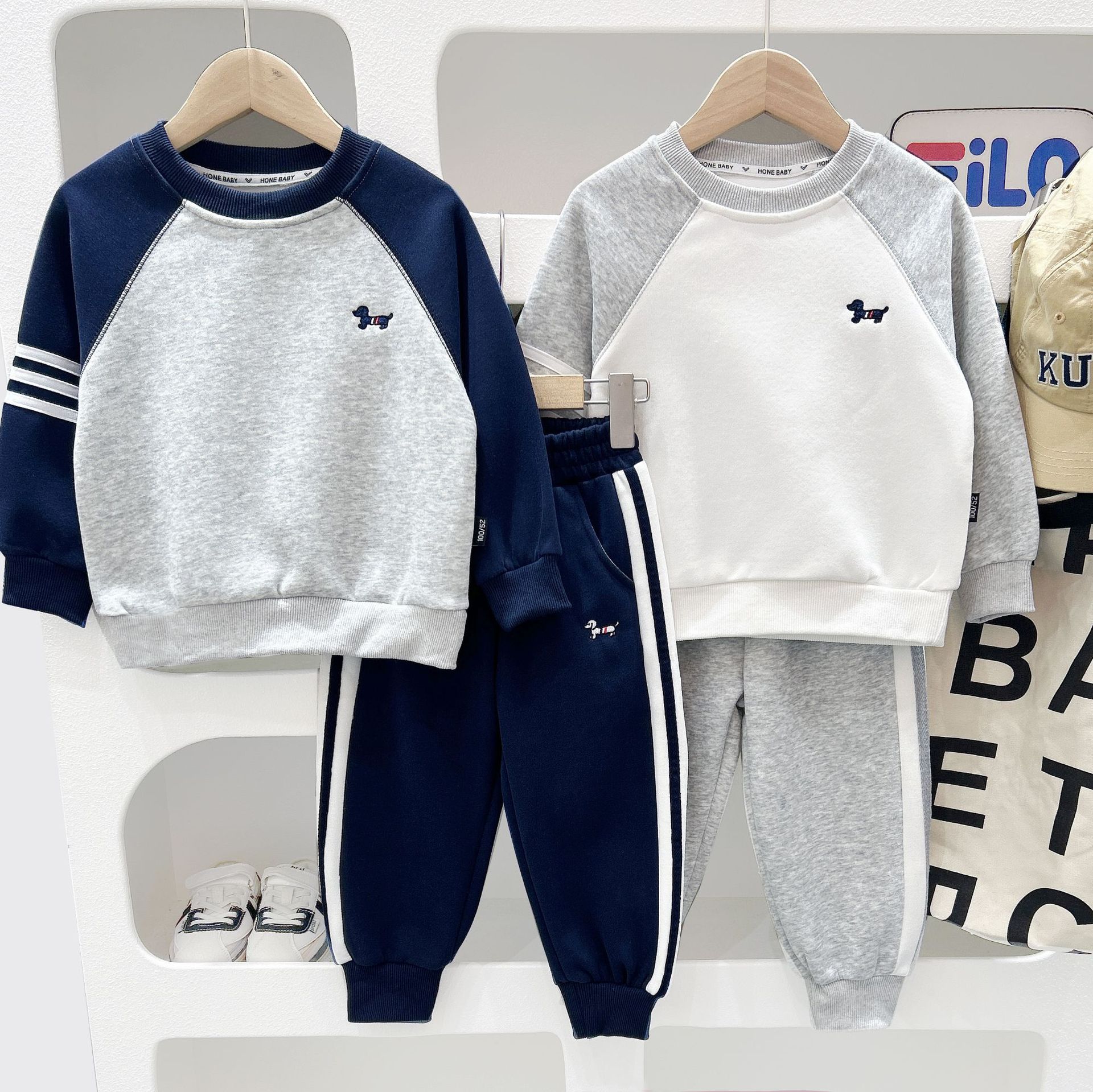 2025 Boys' Fall Hoodie Set New Trendy Kids' Outfit for Toddler & Older Children (Spring & Autumn) Pullover Sweatshirt