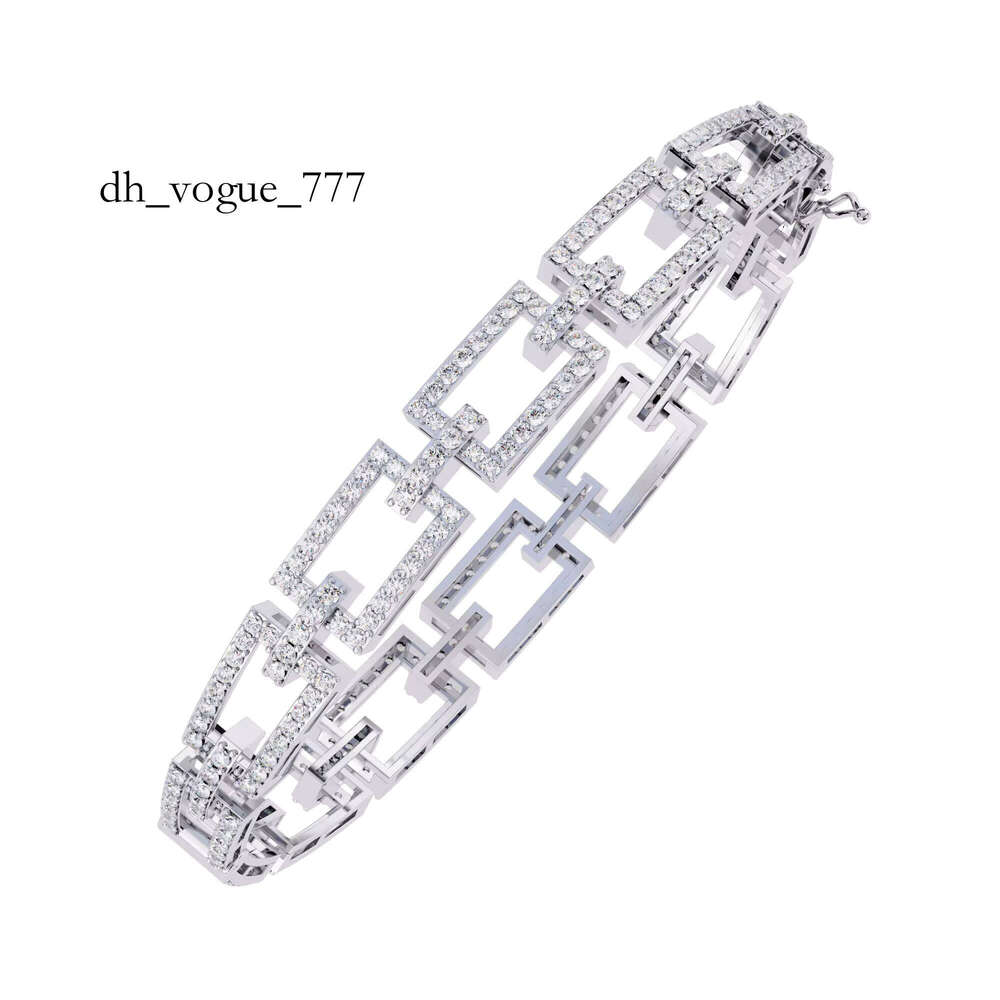 Women's Appearance Moissanite Bracelet with Rhinestone Rectangular Link Pearl Style Statement Chain Jewelry, Suitable for Daily Wear