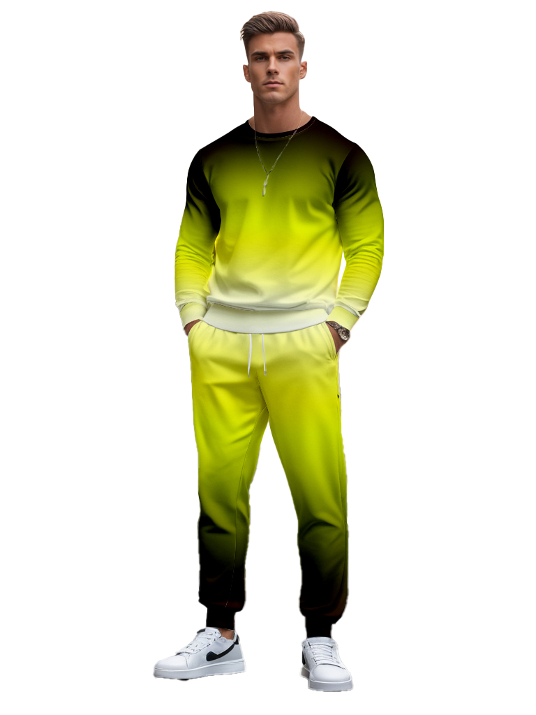 Men's Ankle-Length Knitted Cotton Blend Long Sleeve Sweatshirt Brown round Neck Casual T-Shirt Comfortable Outdoor Wear - YLWY00140