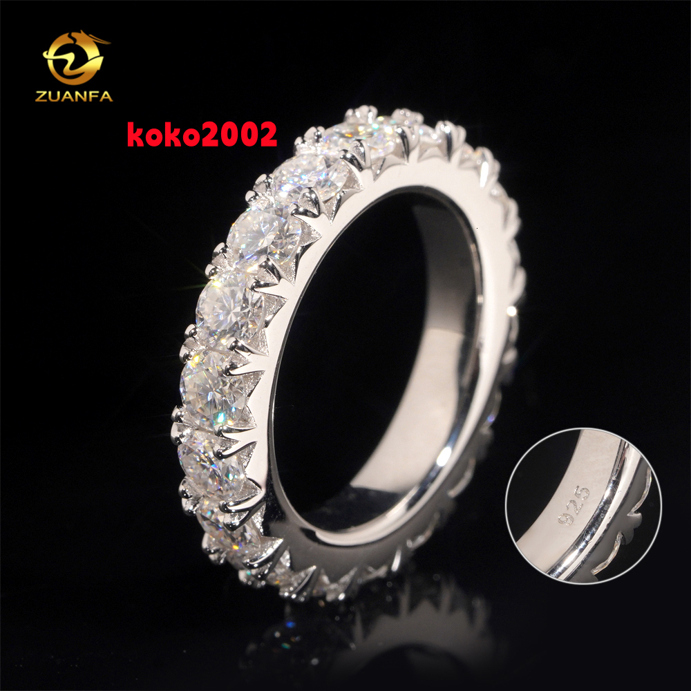 4mm Round Moissanite Wedding Band Ring 925 Silver Gold Plated Luxury Engagement Rings for Women