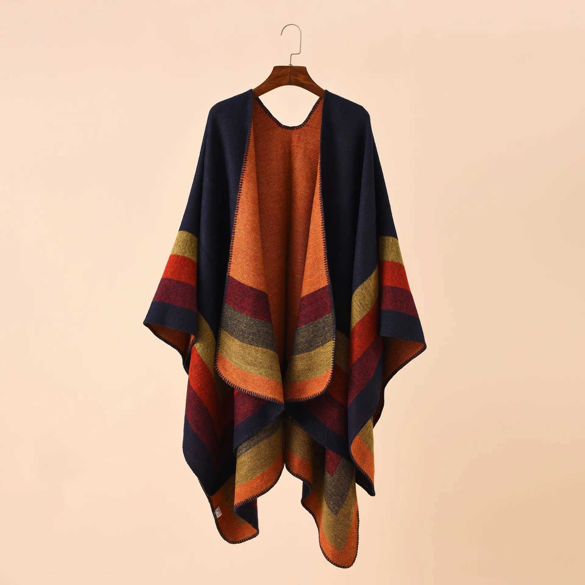 2024 New Fashion Winter Warm Plaid Ponchos And Capes For Women Oversized Shawls and Wraps Cashmere Female Bufanda Mujer J251118