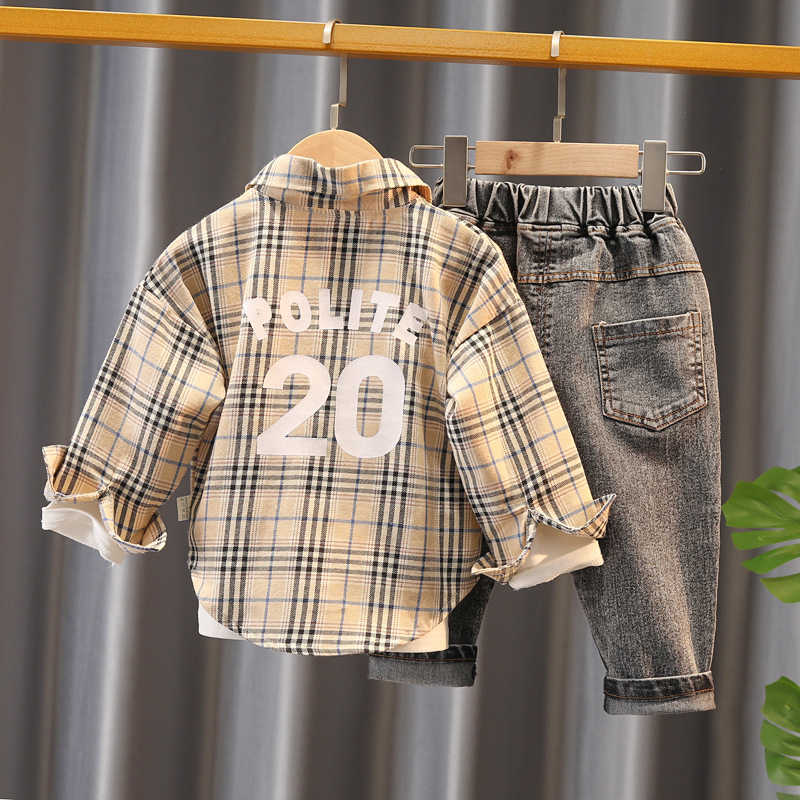 2025 New Boys 3-Piece Set, Spring Autumn Shirt Outfit, Formal Casual Wear for Toddler Little Kids