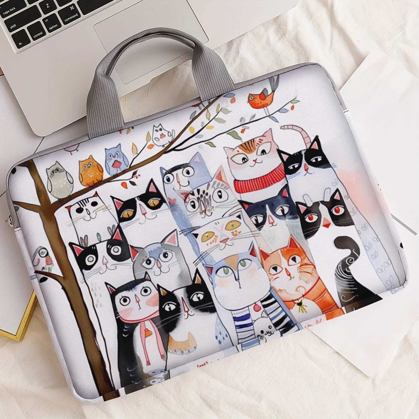 1piece set laptop bag with cat pattern printed on it briefcase suitable for 14 inch laptops fixed laptop bag W251022