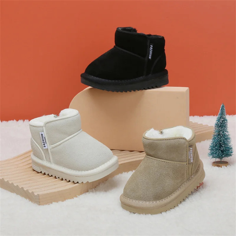 Winter Baby Snow Boots Leather Warm Plush Infant Shoes Zip Side Soft Sole Fashion Toddler Boys Girls 1525 251022