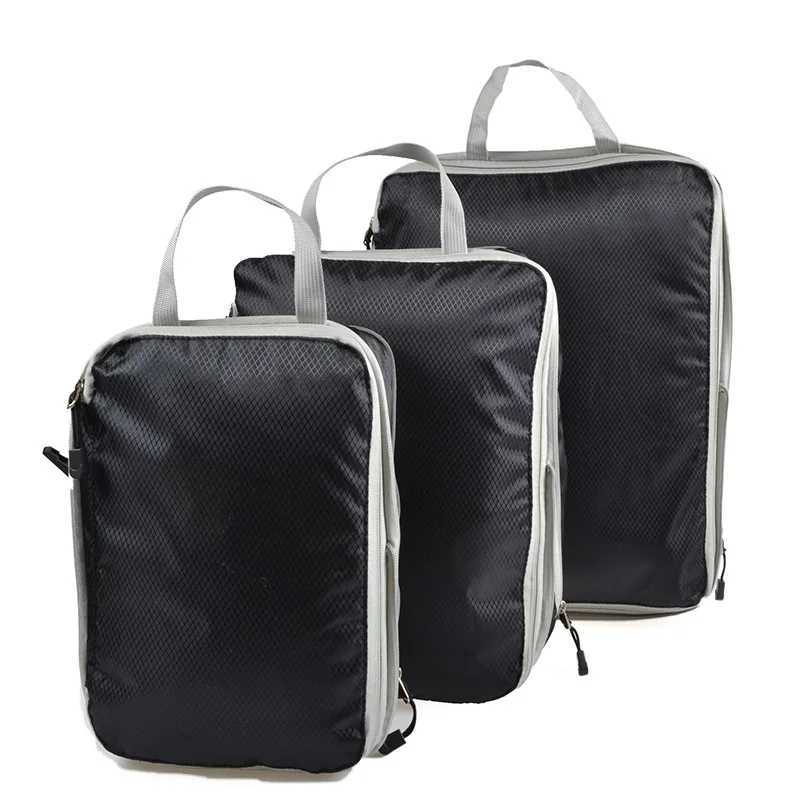 Foldable Compressible Packing Cubes Waterproof Travel Storage Bag Nylon Suitcase Portable with Handbag Luggage Organizer W251114
