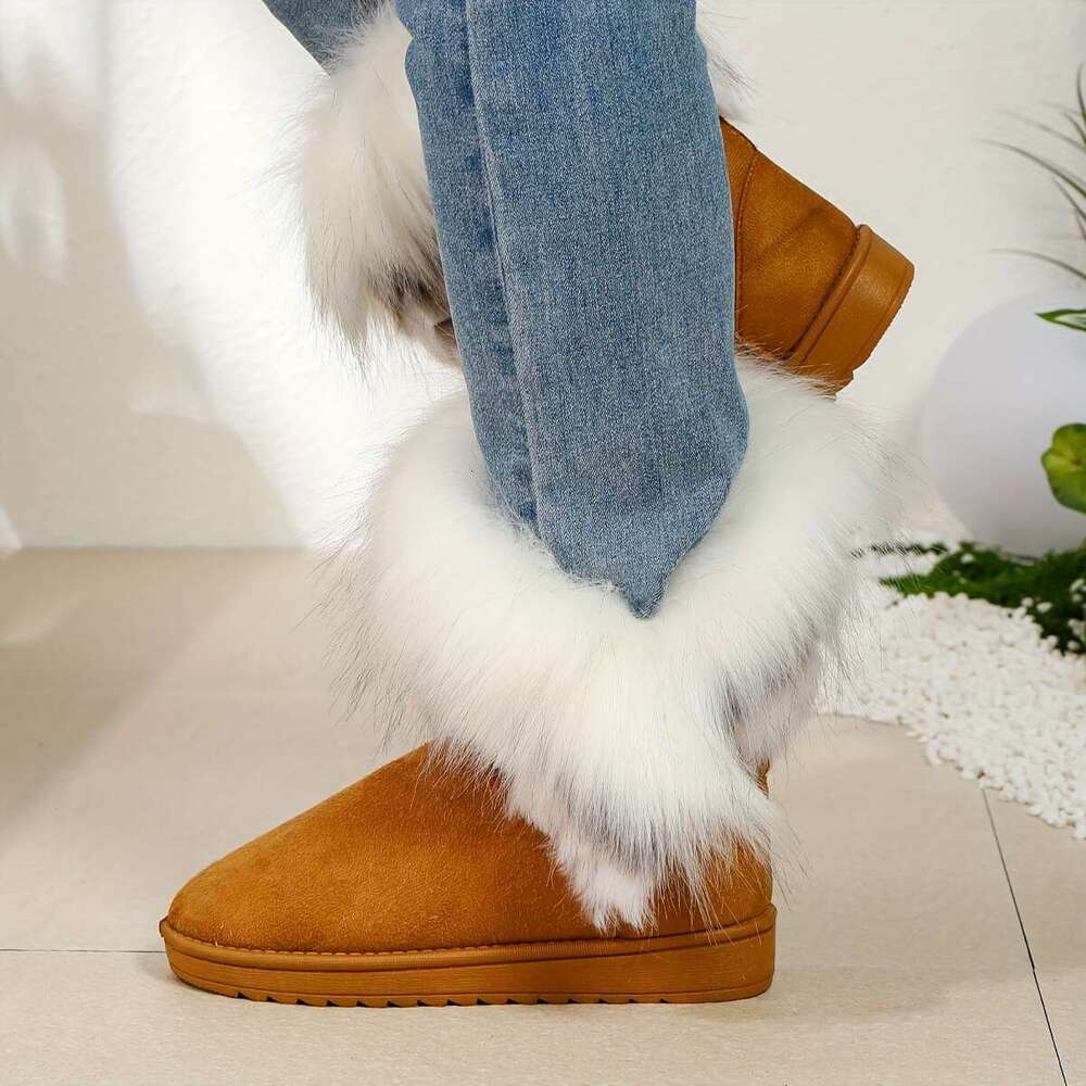 Women's Slip-On Lightweight Warm Ankle Boots With Plush Lining, Non-Slip Rubber Sole All-Season Casual Shoes For Everyday & Formal Outfits - Easy