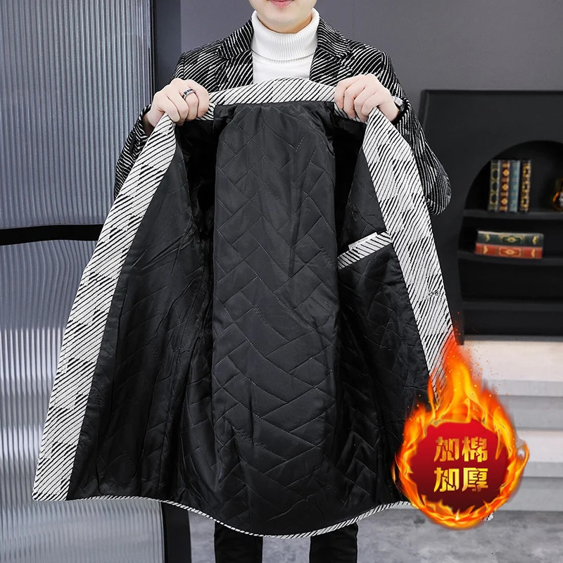 Highquality fashionable and stylish winter midlength woolen suit coat with cotton mens golden mink velvet windbreaker j 251017