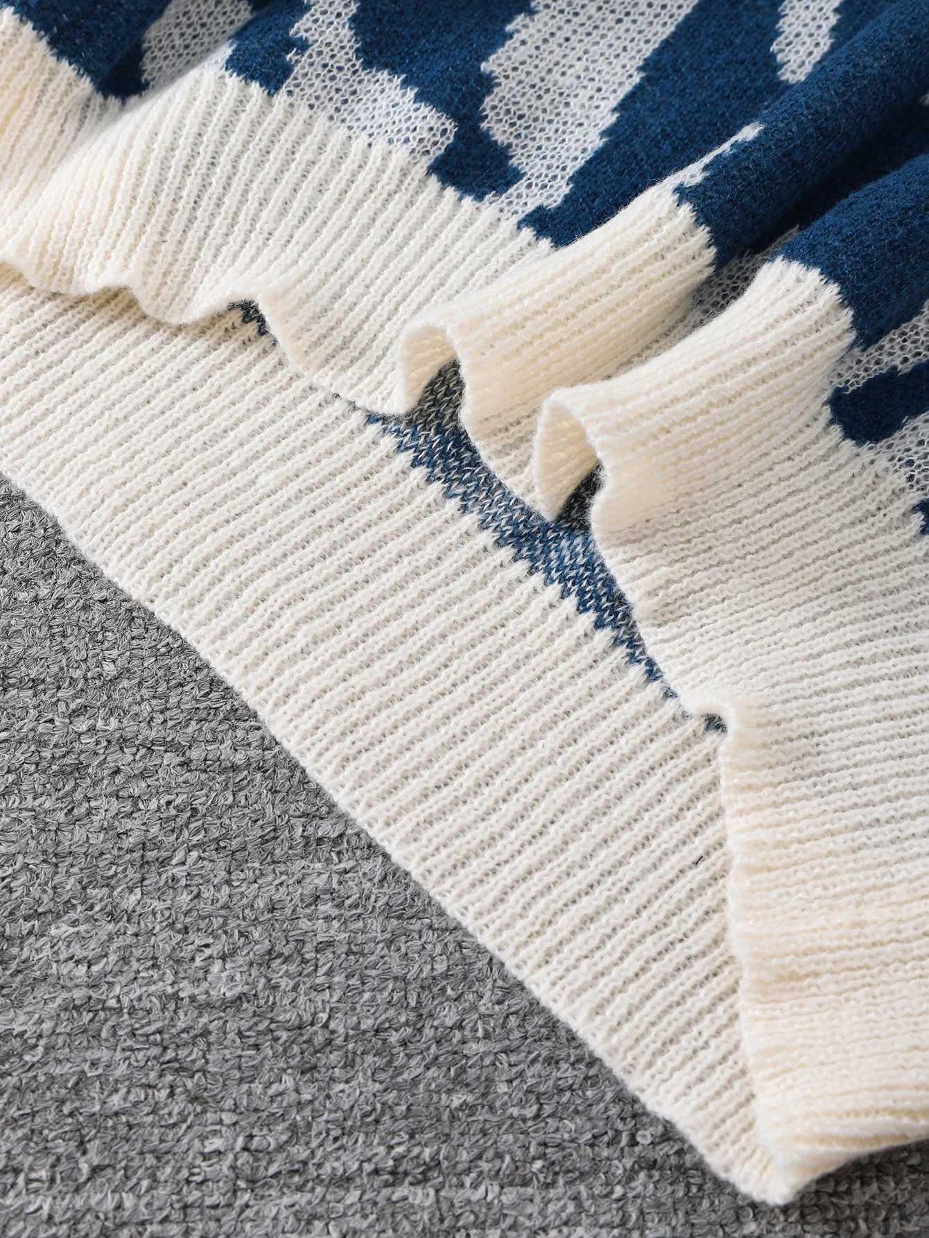 New Popular Autumn and Winter Wave Pattern Pullover Sweater Casual Round Neck Contrast Color Knitted Mens PulloverXJ251022