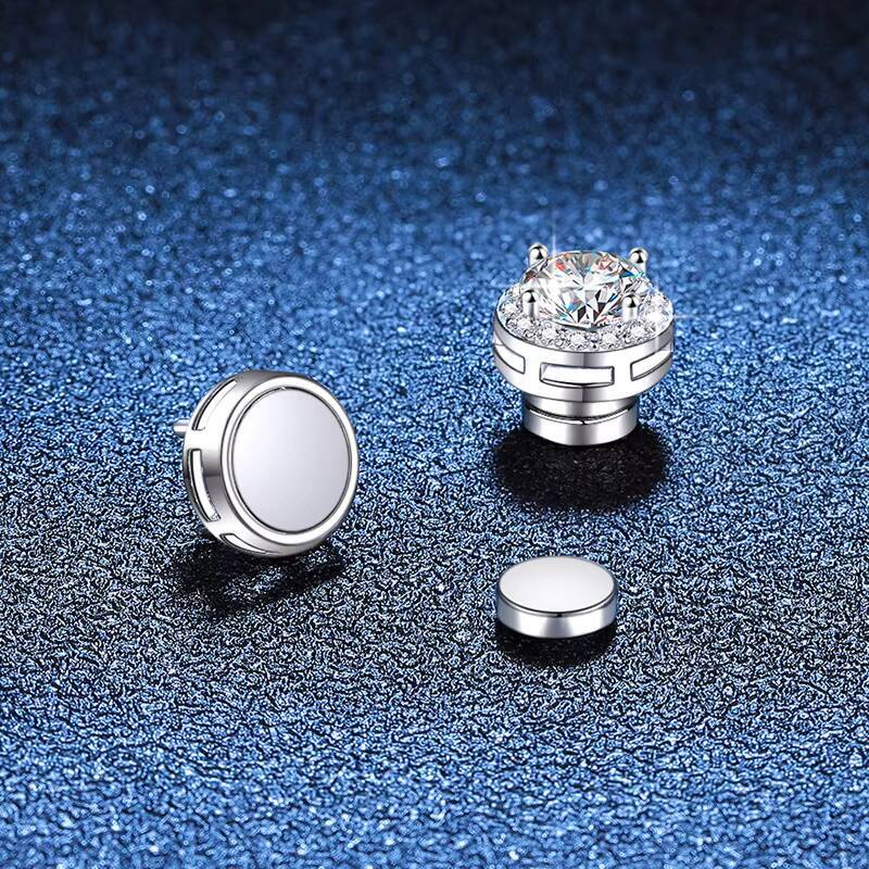 moissanite earrings S925 Sterling Silver Moissanite Diamond EarFree Magnetic Cure Earrings