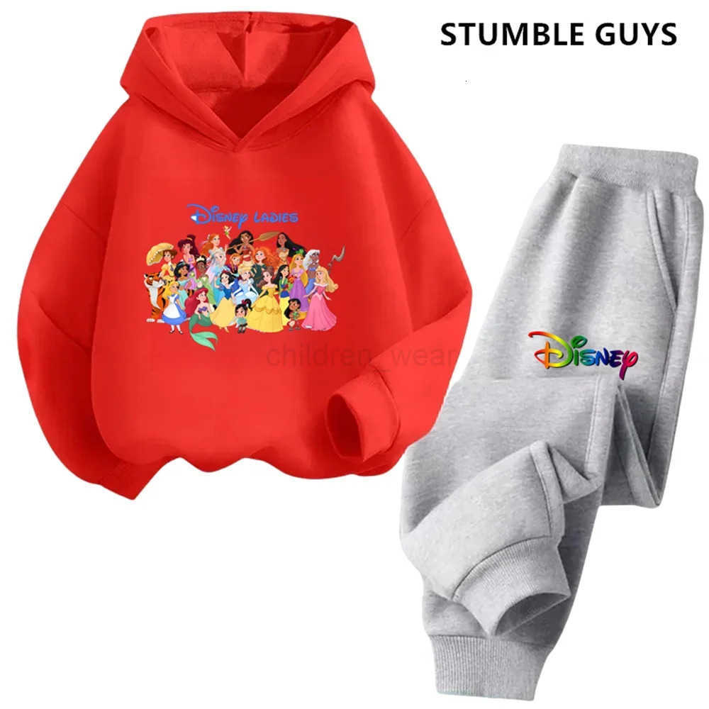 Disney Ladies Snow White Hoodie Set Girls Cartoon 314 Years Old Kawaii Street Casual Kids Sweatshirt Children Frozen Trucksuit H251022