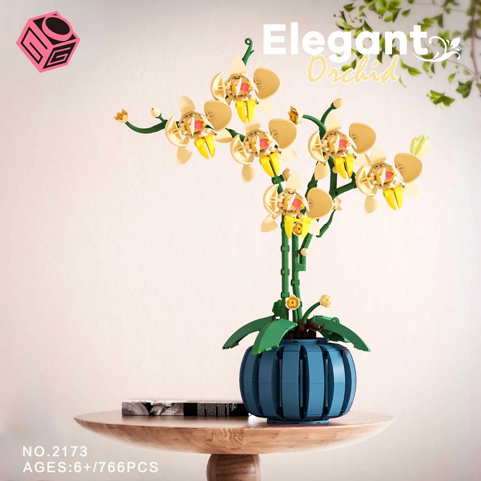 Flowers Bouquet Orchid Building Blocks Bonsai Plant Model Bricks Artificial Romantic Home Decoration Toys Birthday Gift For Girl J251022