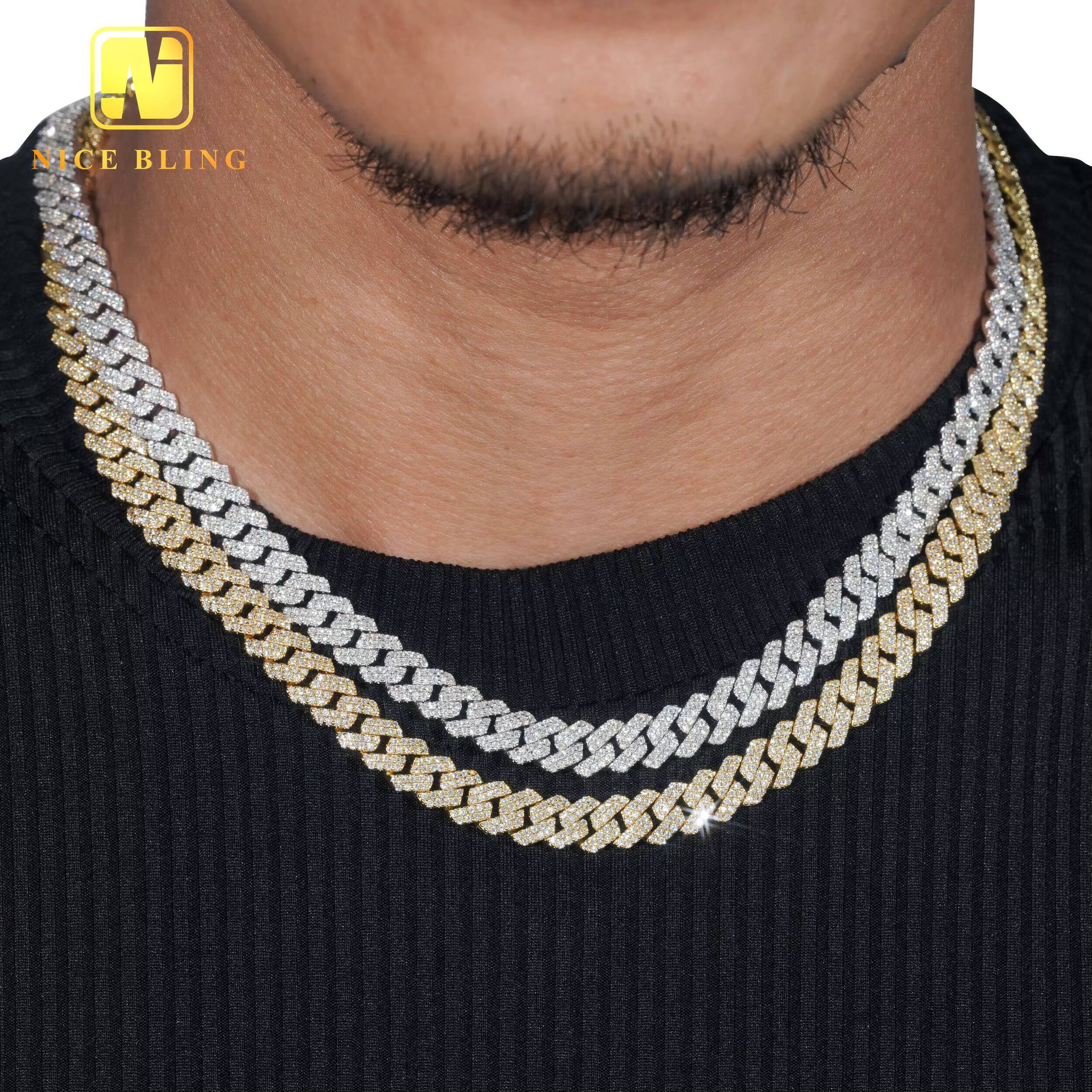 8mm Hip Hop Custom Jewelry Moissanite Necklace 925 Sterling Sliver Diamond Iced Out Cuban Link Chain Necklace Bracelet