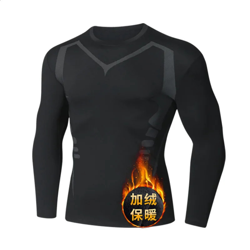 Mens Thermal Sportswear TShirts Running Training High Elastic Outdoor Cycling Sweatshirt Compression Fitness Fleece Tops 251023