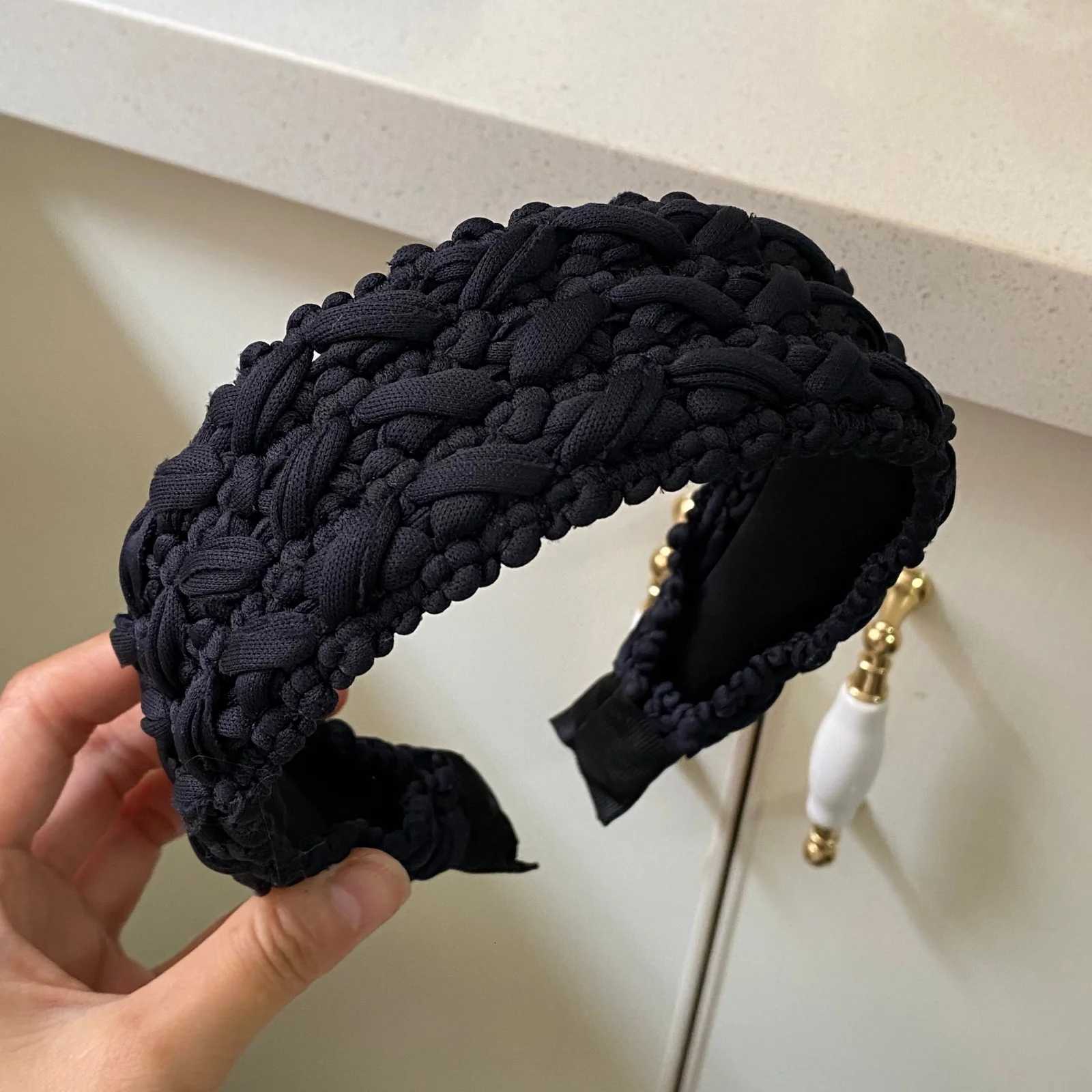 1PC tra MiuStyle HandKnitted Dark e Fabric Wide band KoreanStyle Retro Fashion band for Elevating Crown Volume Y251023