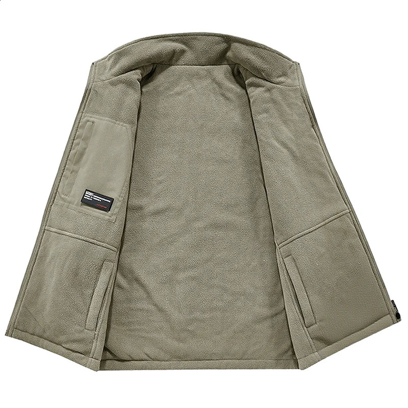 Men Winter Fleece Warm Vest Jacket Outdoor Windproof Pographer Fishing Waistcoat Stand Collar DoubleSided Male 251023