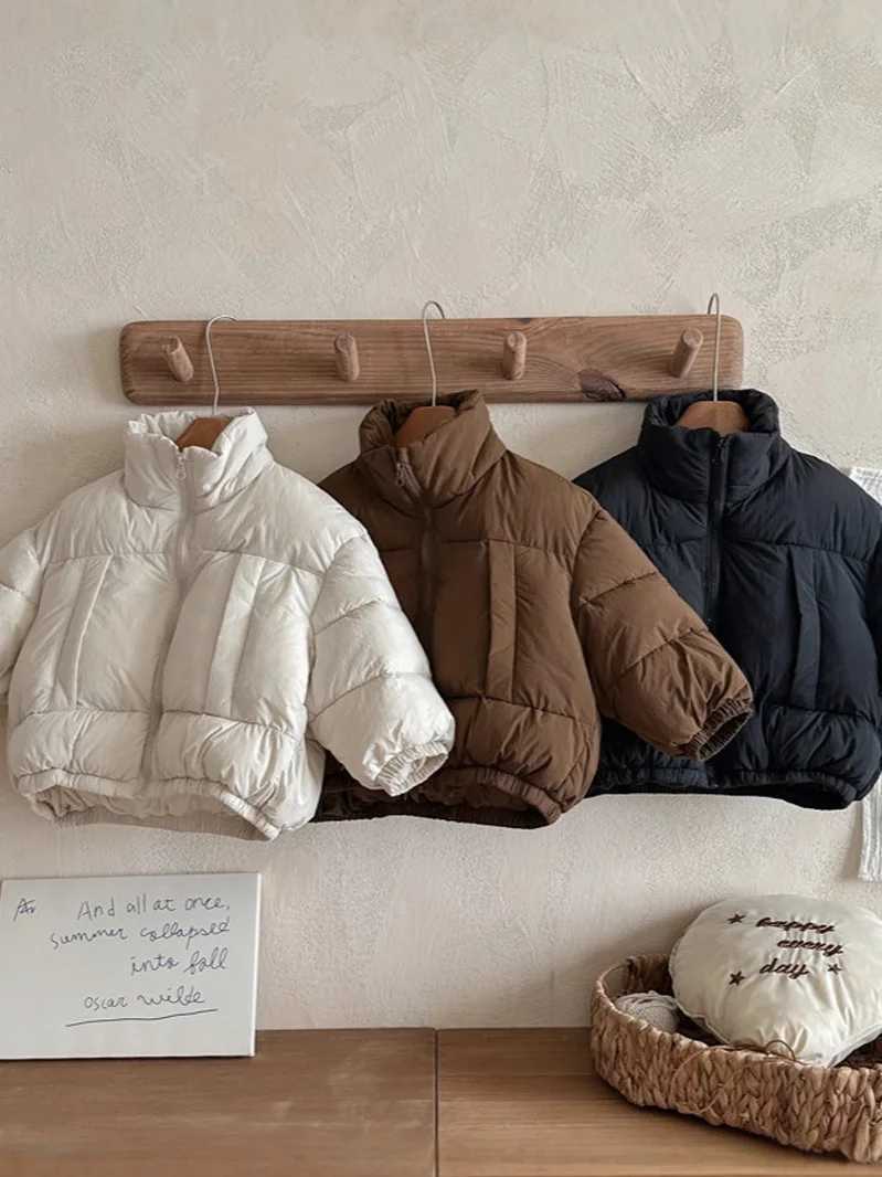 2025 Winter New Children Cotton Padded Jacket Solid Boys Thick Warm Windproof Coat Girls High Neck Zipper Jacket Kids Clothes Y251023
