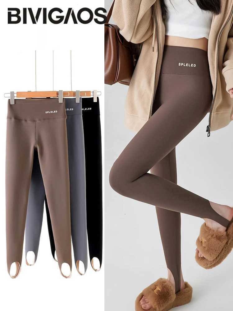 BIVIGAOS Autumn Winter New Rabbit Fleece Thicken Boots Leggings Women Slim Foot Pants Yoga Fitness Sports Warm Shark LeggingsT251023