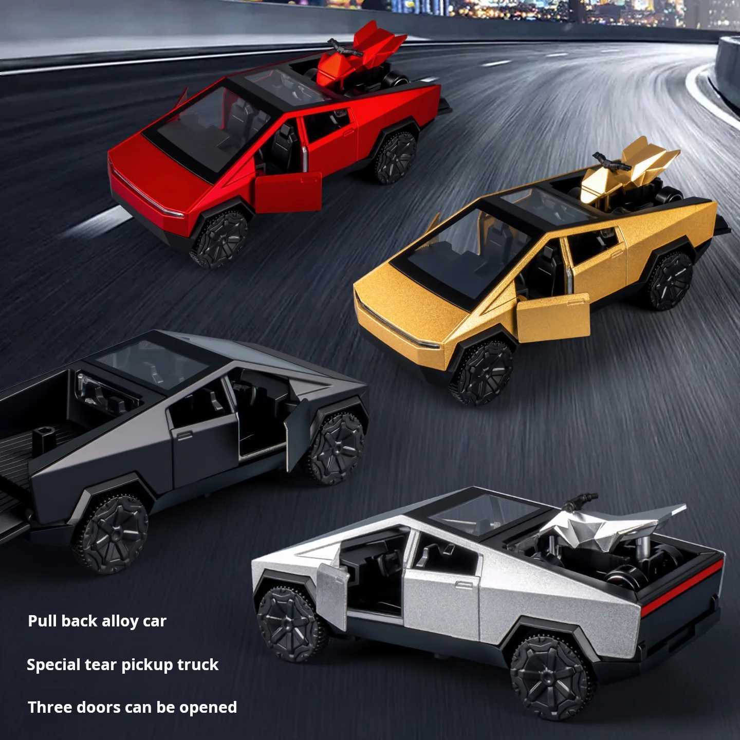 136 Cybertruck Toys Off Road Vehicle Die Cast Model Car Beach Motorcycle Hobby Collectible Birthday Gift For BoyT251023