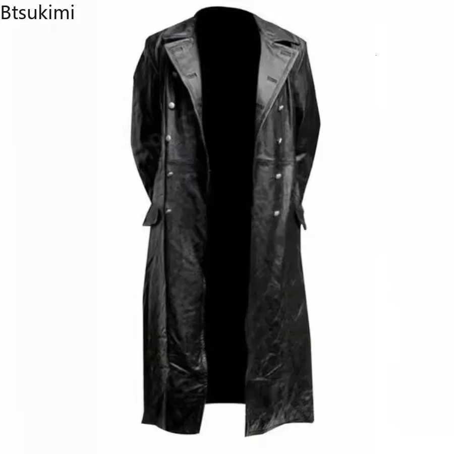 2025 New Arrival Mens Vintage Medieval Faux Leather Trench Coats Autumn Winter Fashion High Quality Jacket Cosplay Costume Male W251023