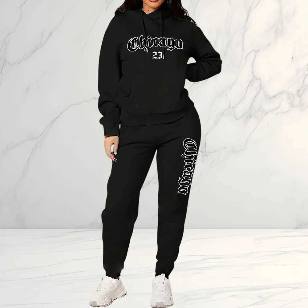 2025 Womens Letter Print Hoodie Pants 2 Piece Set Casual Sportswear Tracksuit for Streetwear Fashion and Daily OuterwearT251022