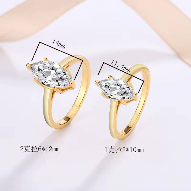 9 Adodo Factory Wholesale Moissanite Jewelry 18k Gold Plated GRA Certificate 1ct Vvs Marquise Cut S925 Silver Rings for Women