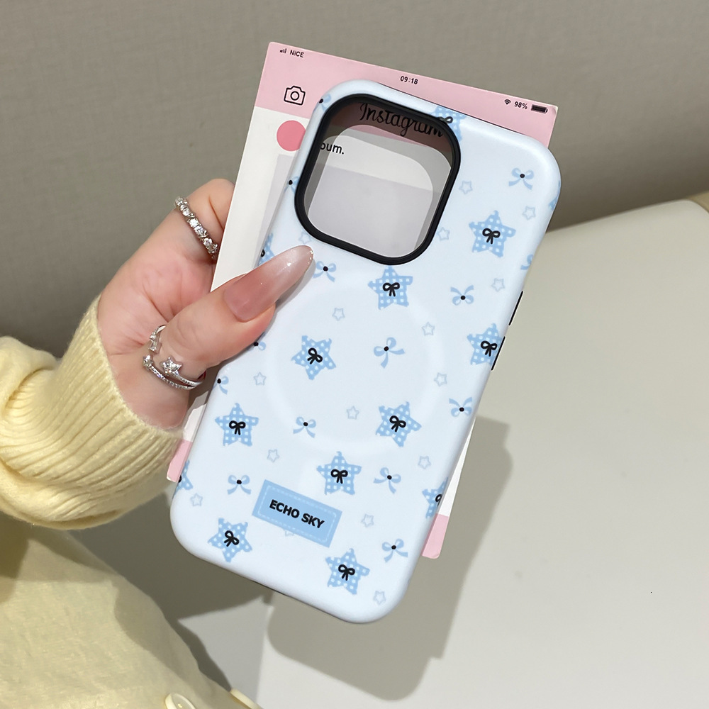 Ins Style Heart Bow Magnetic 2-in-1 Stand Compatible with iphone 16 Pro Phone 17 Protective Case 15