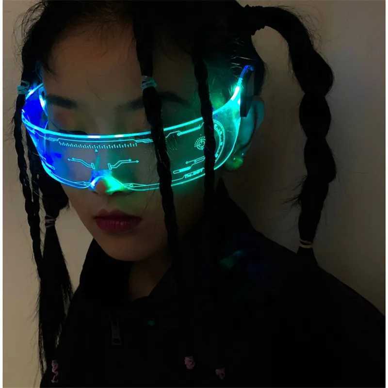 LED Luminous Cyberpunk Sunglasses Women For Men Sun Glasses Brand Designer Trend Punk Steampunk Light Up Colorful Goggles UV400W251023