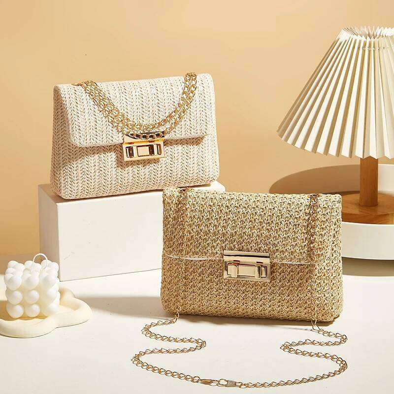 New Fashion Straw Shoulder Women Handmade Crossbody High Capacity Beach Bag Woven Clutch Handbag