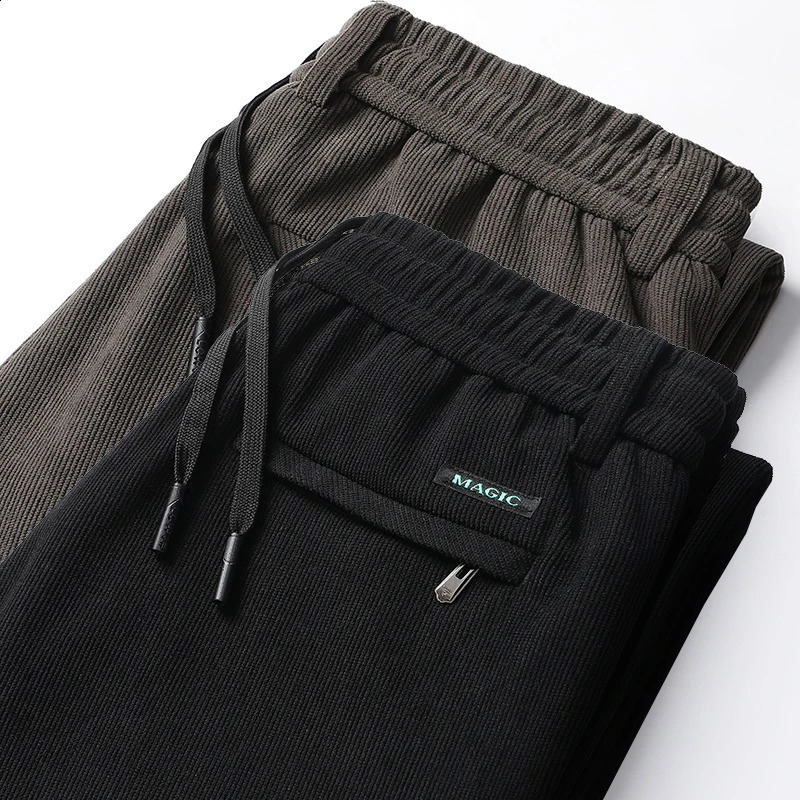 Mens Casual Pants Elastic Waist Sweatpants Autumn Winter Clothes Drawstring Trousers Male Corduroy Warm Large Size 251023