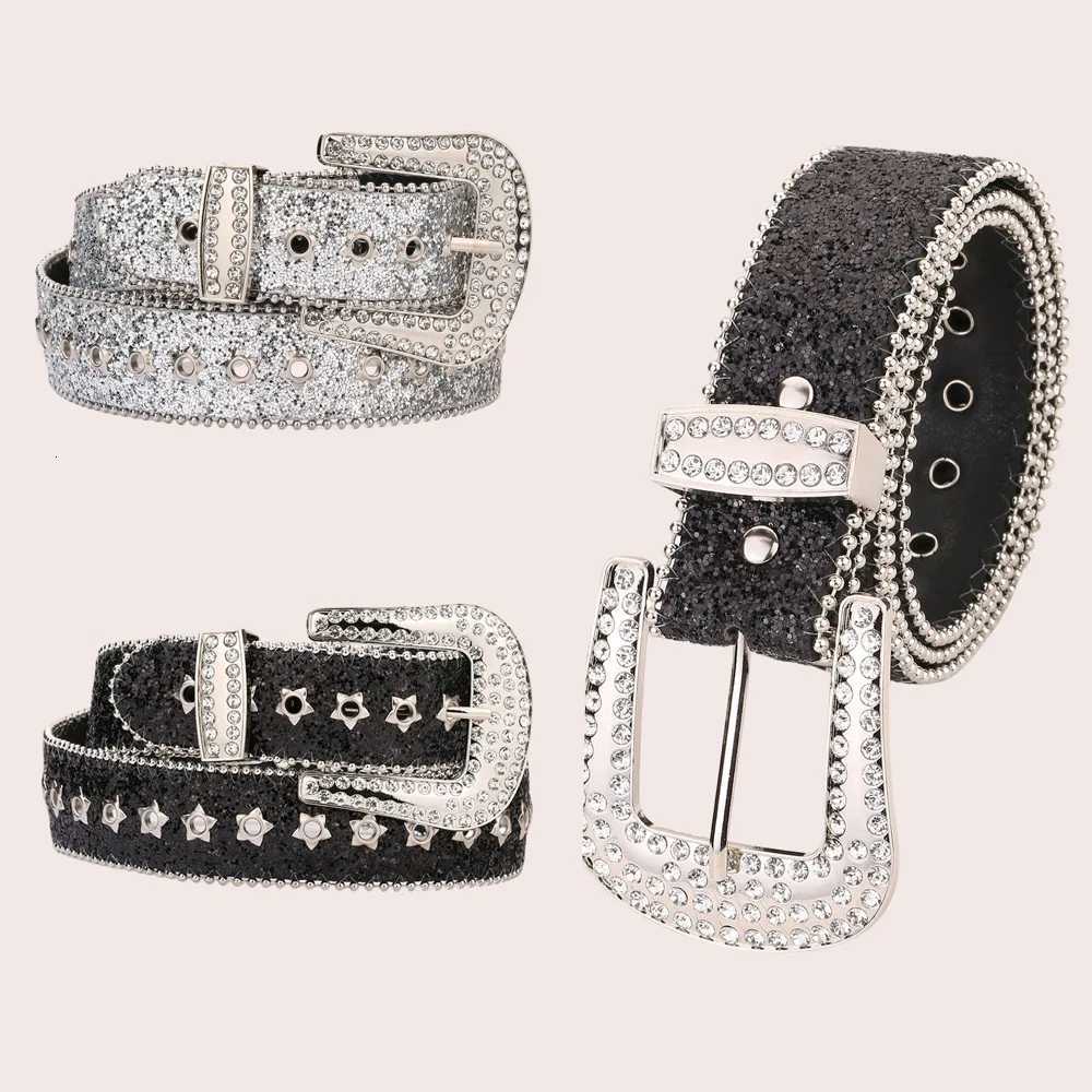 Desinger Belts For Women High Quality Luxury Female Waist Sequin Rhinestone Buckle AllEyelet Punk Goth Y2k Golden Belt MenXJ251023