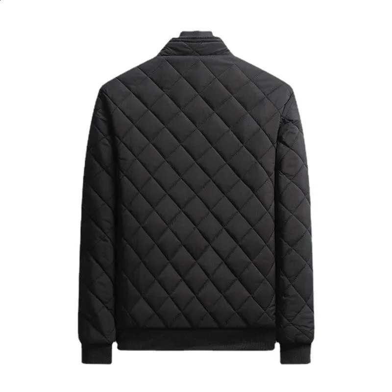 Autumn Winter with Plush Thickening Jackets Men Diamond Pattern Fleece Lined Casual Clothing Slim Fit Cottonpadded Coat 251023
