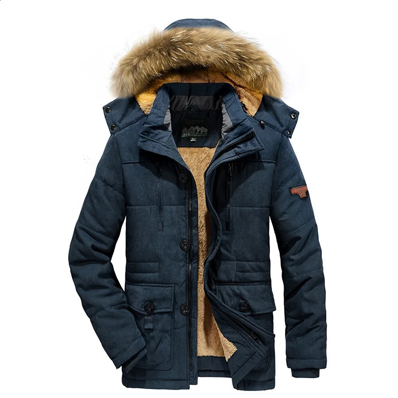 Mens Fleece Hooded Warm Cotton Cargo Parka Padded Coat Winter Parkas Work Clothes Pilot Jacket Outdoor Fur Coats Sport Jackets 251015