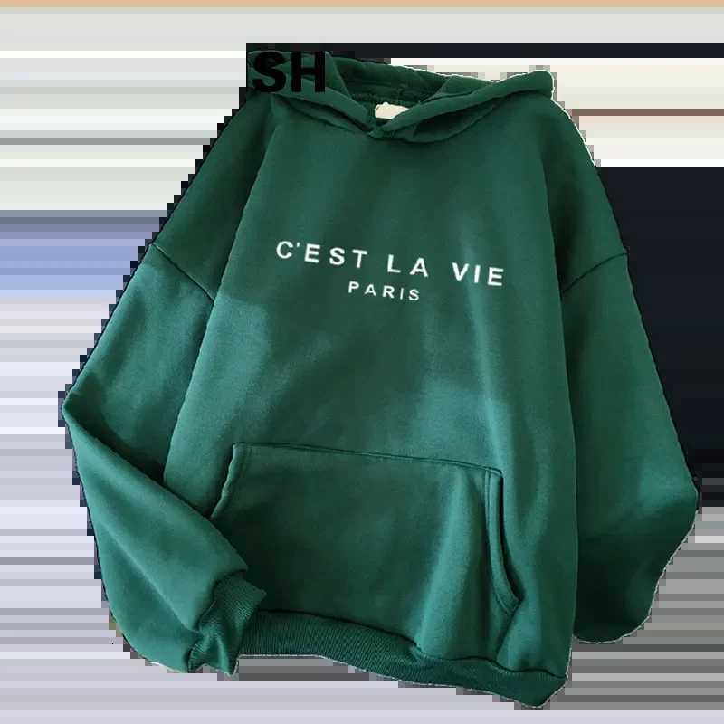 Womens casual printed loose hoodie spring long sleeved hooded sweatshirt Harajuku simple mens and womens top lazy style pulloT251023