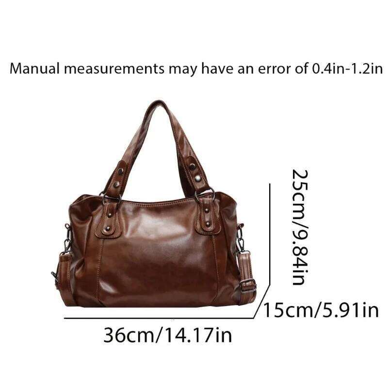 Retro Brand Roomy Shoulder Female Solid Color Classic Crossbody Large Capacity Style Soft PU Leather Tote Bag High Quality High Quality