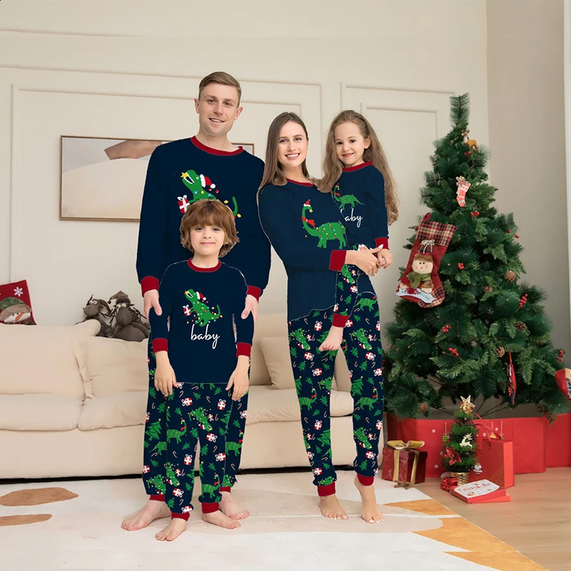 Dinosaur Family Pajama Sets Children Mom Dad Dog Pyjams Outfit Halloween Christmas Parentchild Snug Fit Romper 251023