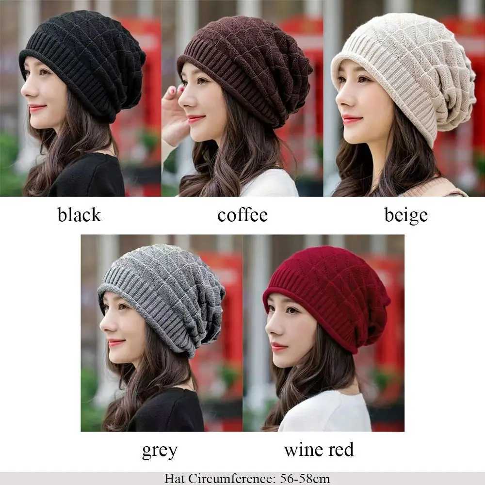 Women Men Baggy Knitted Hat Beanie Hats Oversized Winter Hat Casual Ski Cap Skullcap Solid Color Thickened Wool Warm CapXJ251023