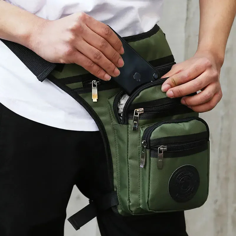 Rider Motorcycle Waist Leg Bag for Men Nylon Cross Body MultiPockets Male Messenger Shoulder Waist Fanny Pack Bags251023