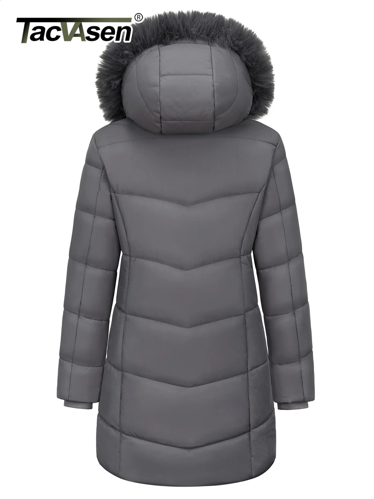 TACVASEN Womens Winter Thicken Parka Coat Warm Jacket Down Puffer Outwear with Faux Fur Removable Hood Waterproof Windproof 251022