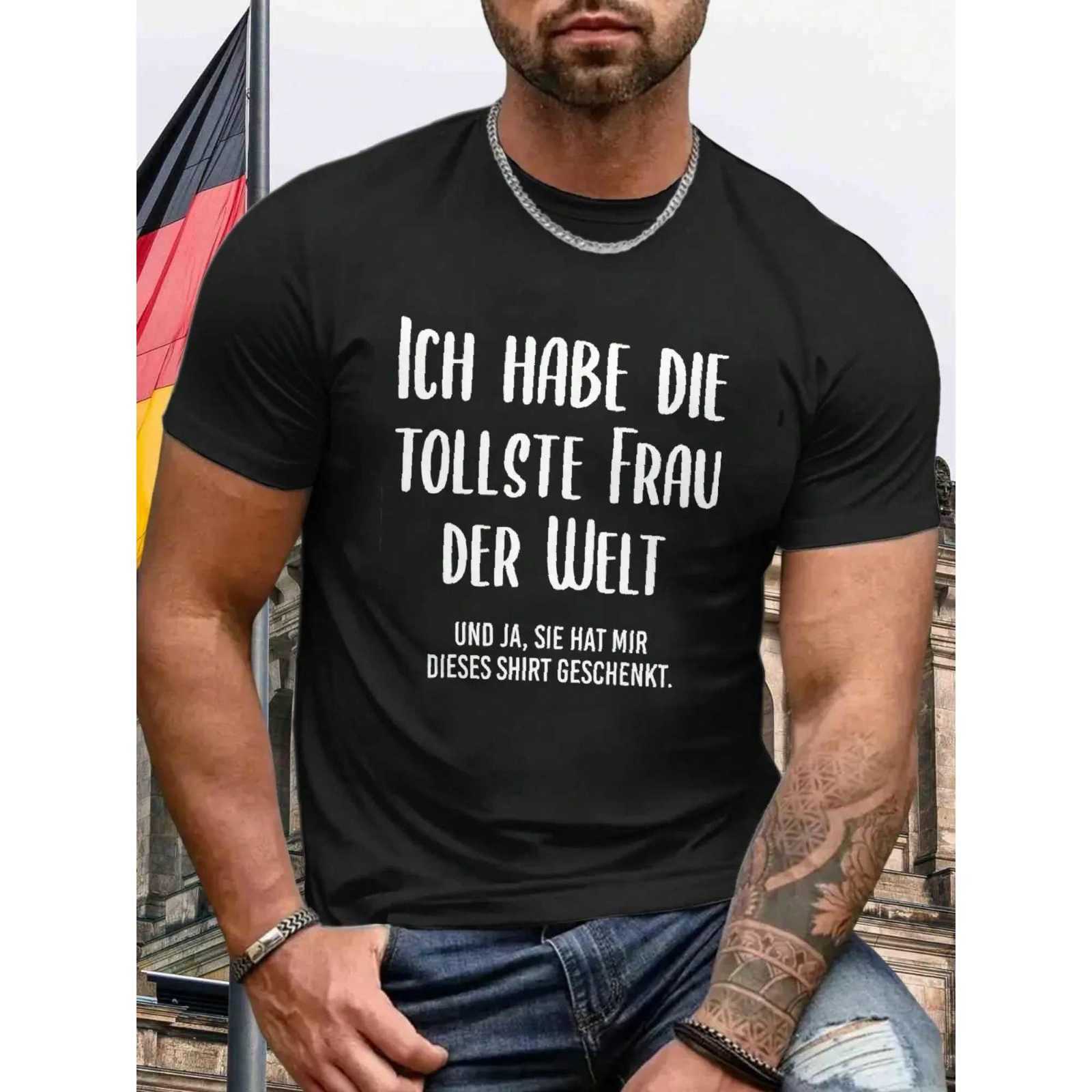 Funny German Quote T Shirt for Men I Have the Best Wife in the World Letter Print Cotton Casual Short Sleeve Husband Gift TeeXJ251023