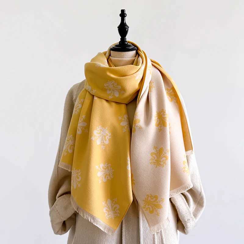 Womens Winter Luxury Thick Warm Wrap Imitation Cashmere Scarf with Star Jacquard Design for Casual Wear J251113