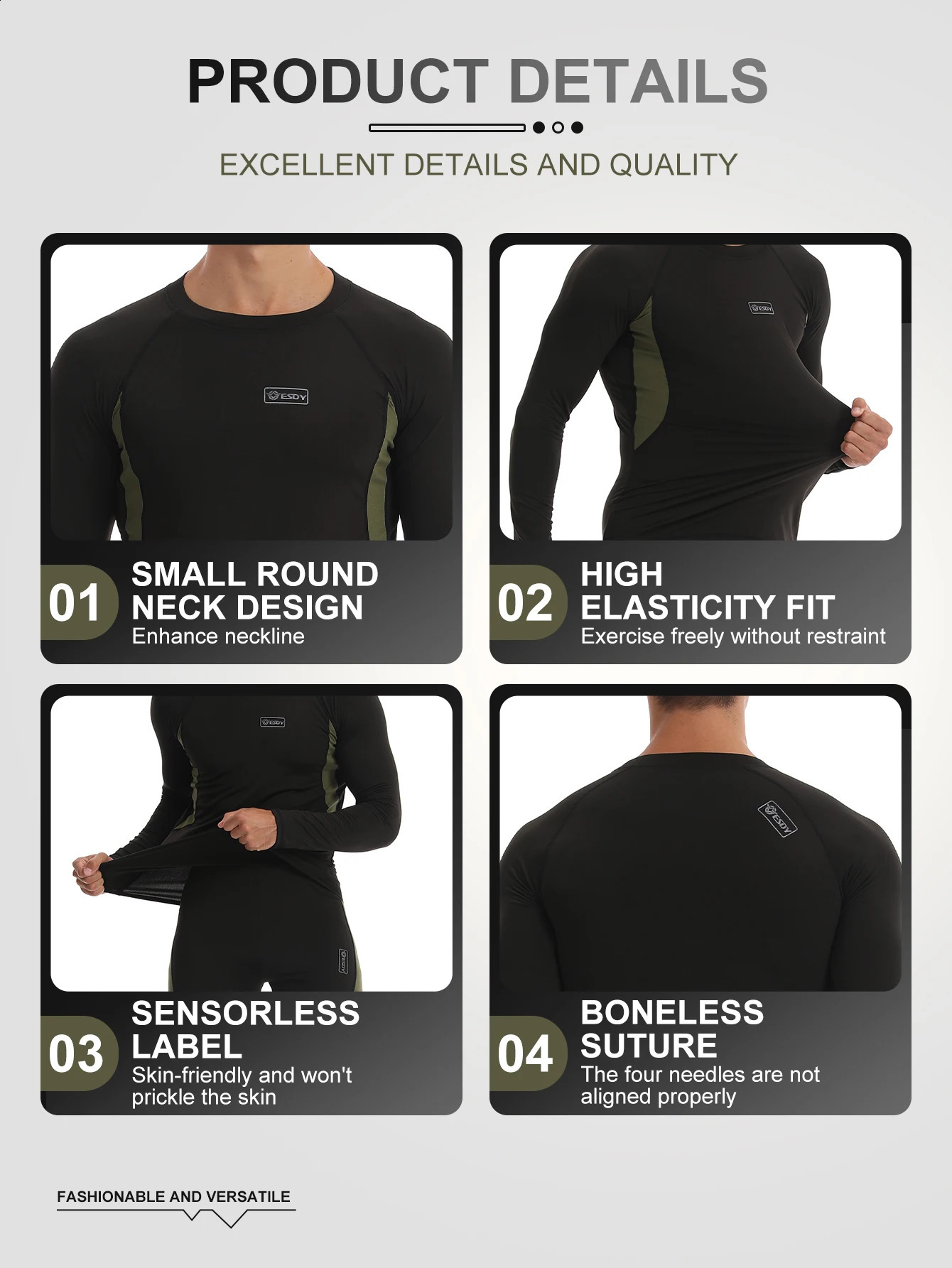 Esdy Autumn and Winter Mens Thermal Underwear Set Breathable Compression Clothing TightFitting for Cold Protection Home Yoga Hiking Fishin 251023