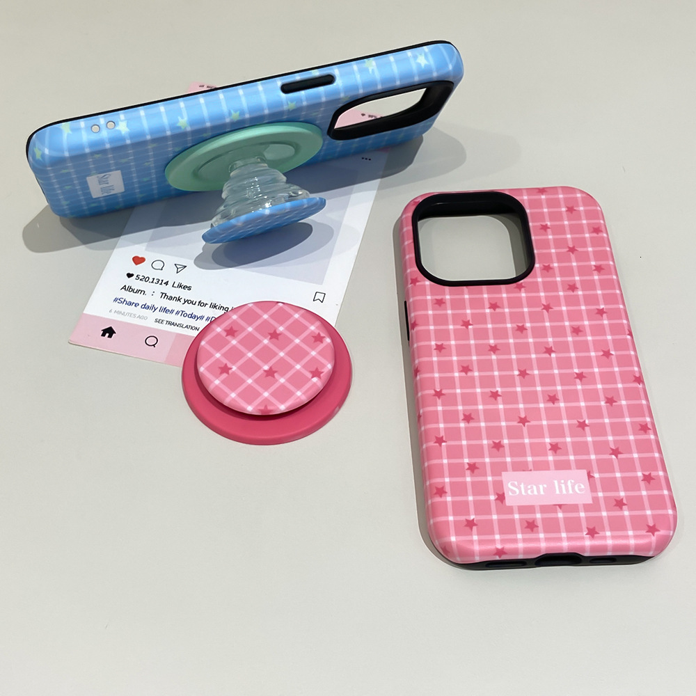 Magnetic Stand Checkered Phone Case for iPhone 17 Pro Max, Cute Grids Plaid Checkerboard Aesthetic Design Compatible with Slim Bumper Shockproof Prote