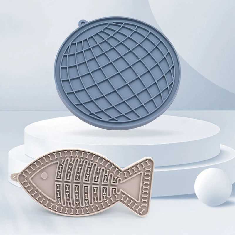 Pet Silicone Licking Mat Cat Antichoking With Slow Food Bowl Dog Bathing Distracted Licking Plate Cutlery Pet Supplies Y251023