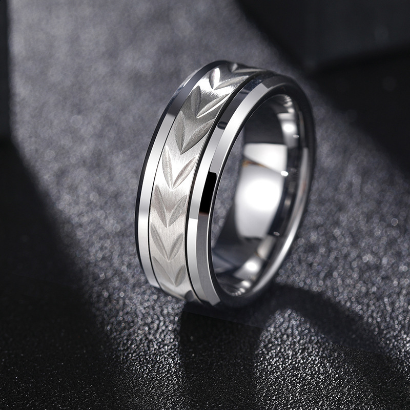 New Product 360Rotating Ring 8mm Width Mens silver Tungsten Steel