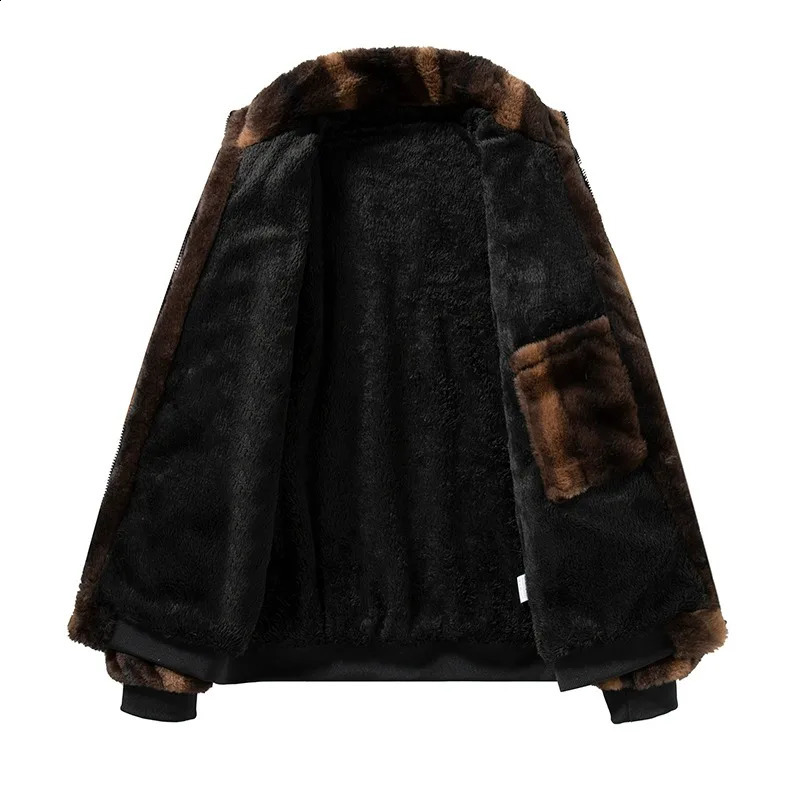 Mens High Street Style Jacket Winter Thick Warm DoubleSided Fleece Lined Windproof Outerwear for Cold Weather Soft Comfortable 251023