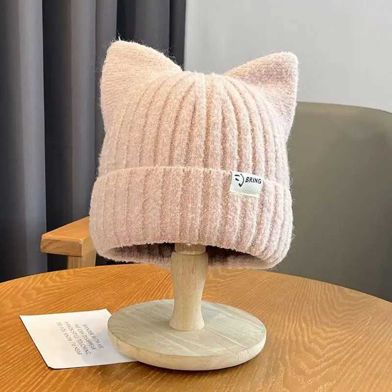 Women Winter Knit Hat Adorable Cat Ear Japanese Korean Style Fashion Cute Hip Hop Warm Beanie Versatile Outdoor Skull CapXJ251023