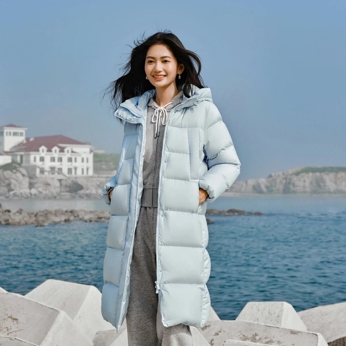 Semir Long Down Jacket Women Waterproof Hooded Coat Winter Loose Girls MultiColor Thick Windbrake 251022