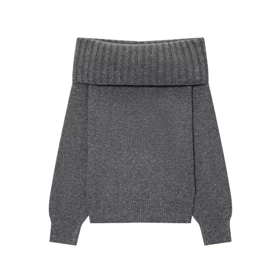 Women Boat Neck Fashion Solid Off Shoulder Sweater Long Sleeve Knitted Pullover Sweater Autumn Female Casual Knitwear Chic Top 251023