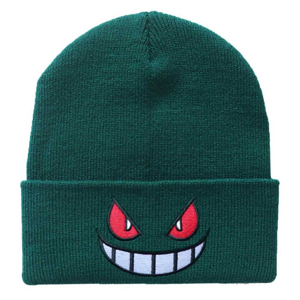 Cartoon Embroidered Beanies Popular American Anime Cartoon Embroidered Knitted Autumn Winter Warm Hat Wool Hat Gengar BeaniesXJ251023